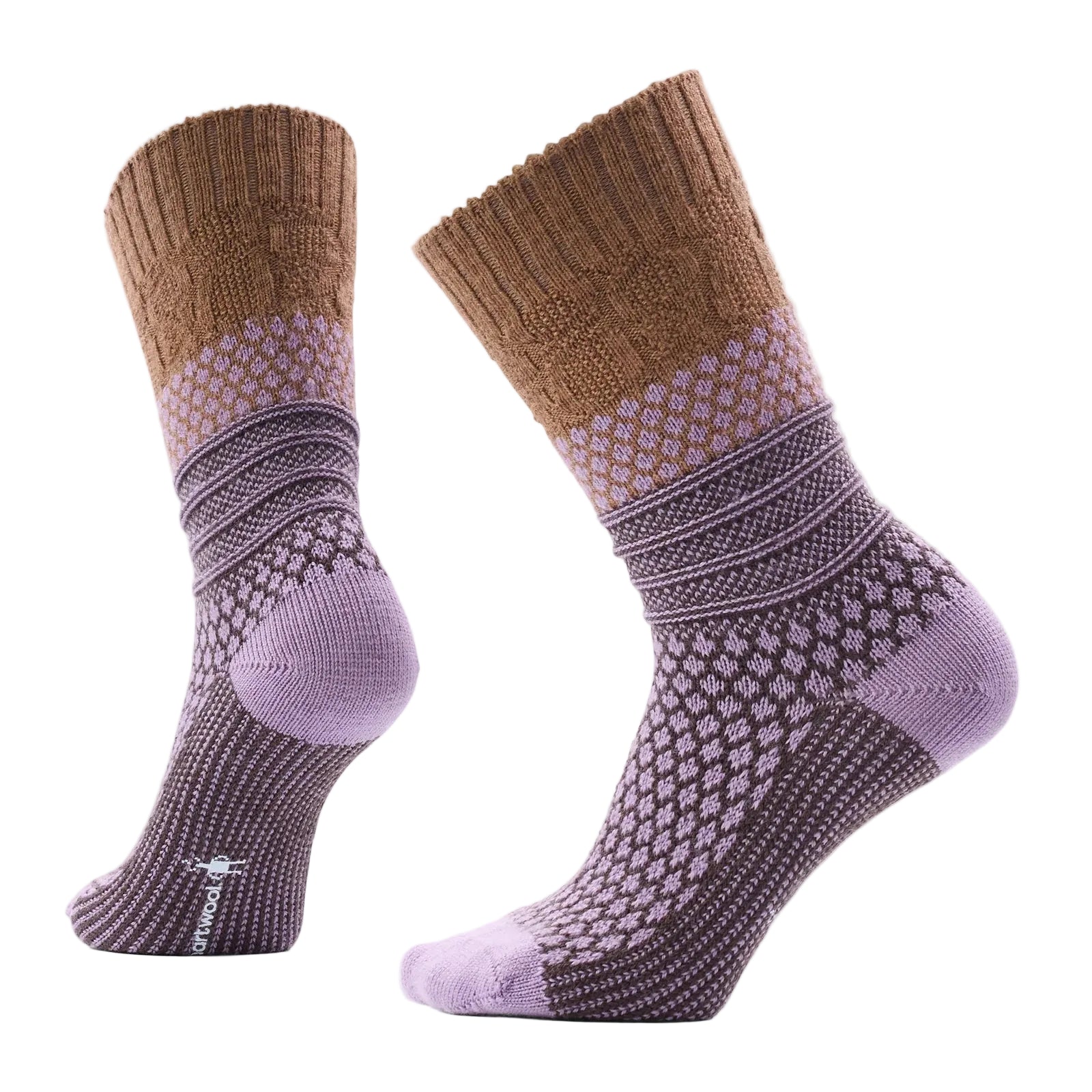 SMARTWOOL Women's Everyday Cozy Popcorn Cable Crew Socks (Full Cushion) Purple Dawn