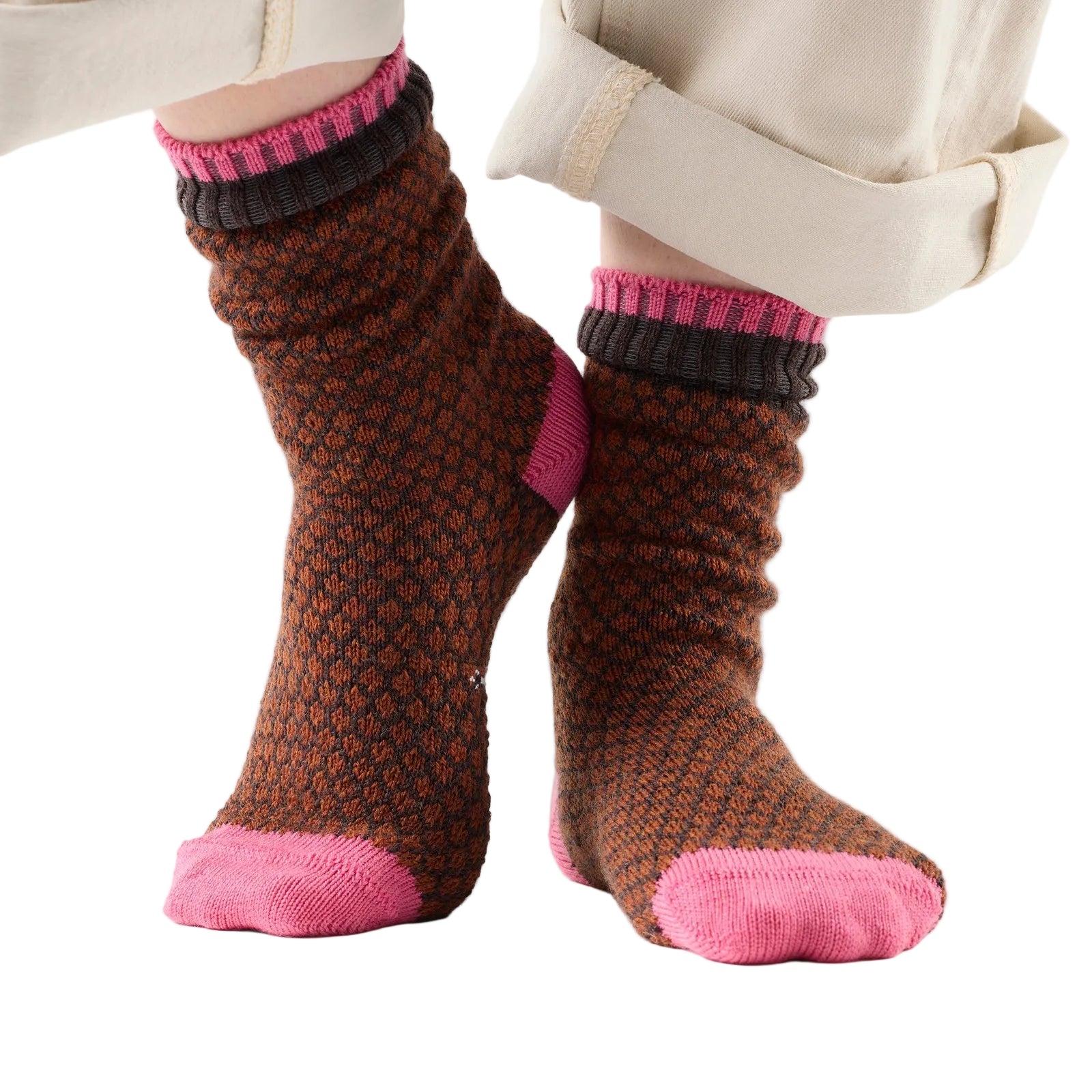 SMARTWOOL Women's Everyday Cozy Popcorn Polka Dot Crew Socks Full Cushion Chestnut