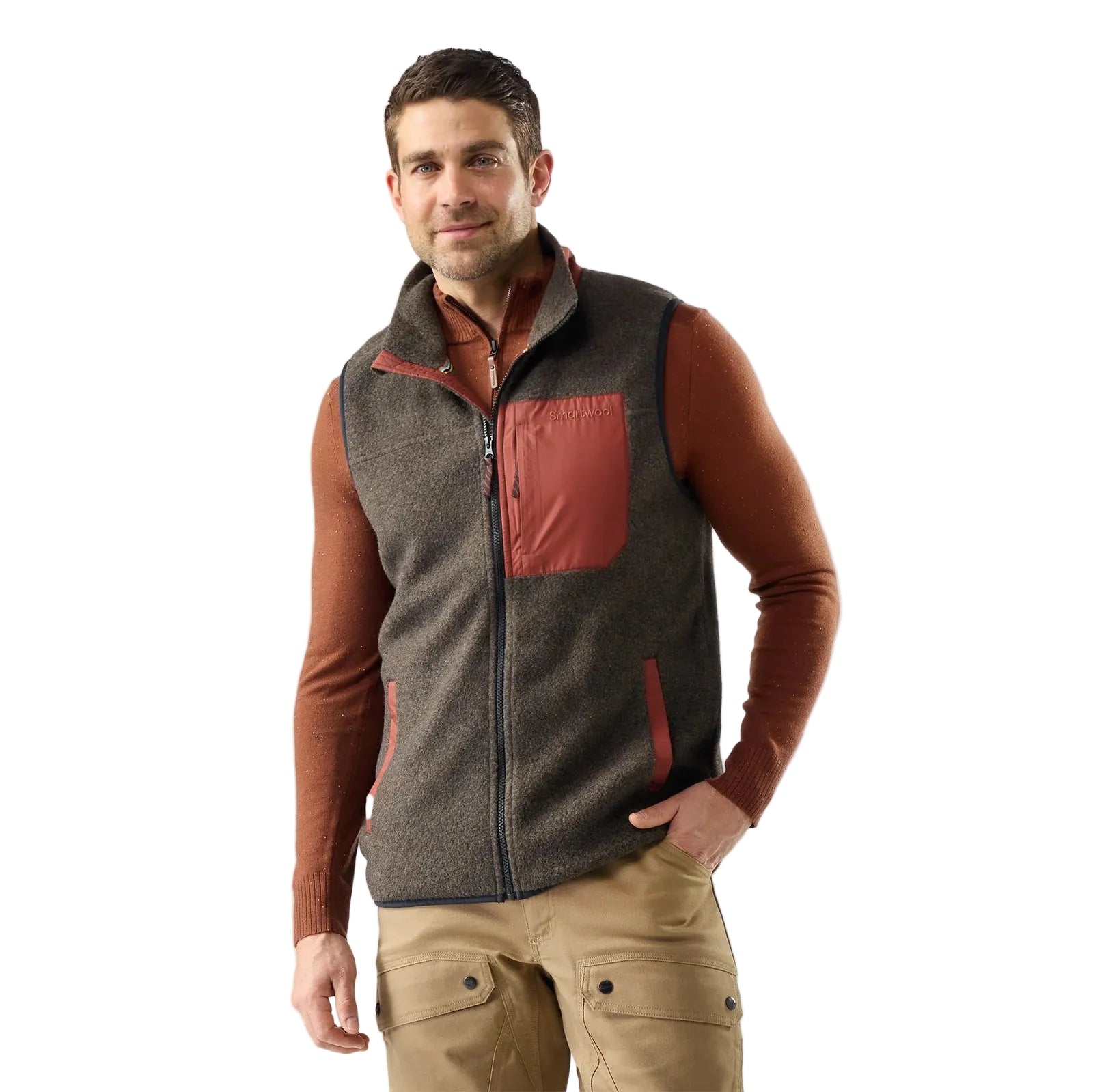 SMARTWOOL Men's Second Cut Fleece Vest Burnt Sienna