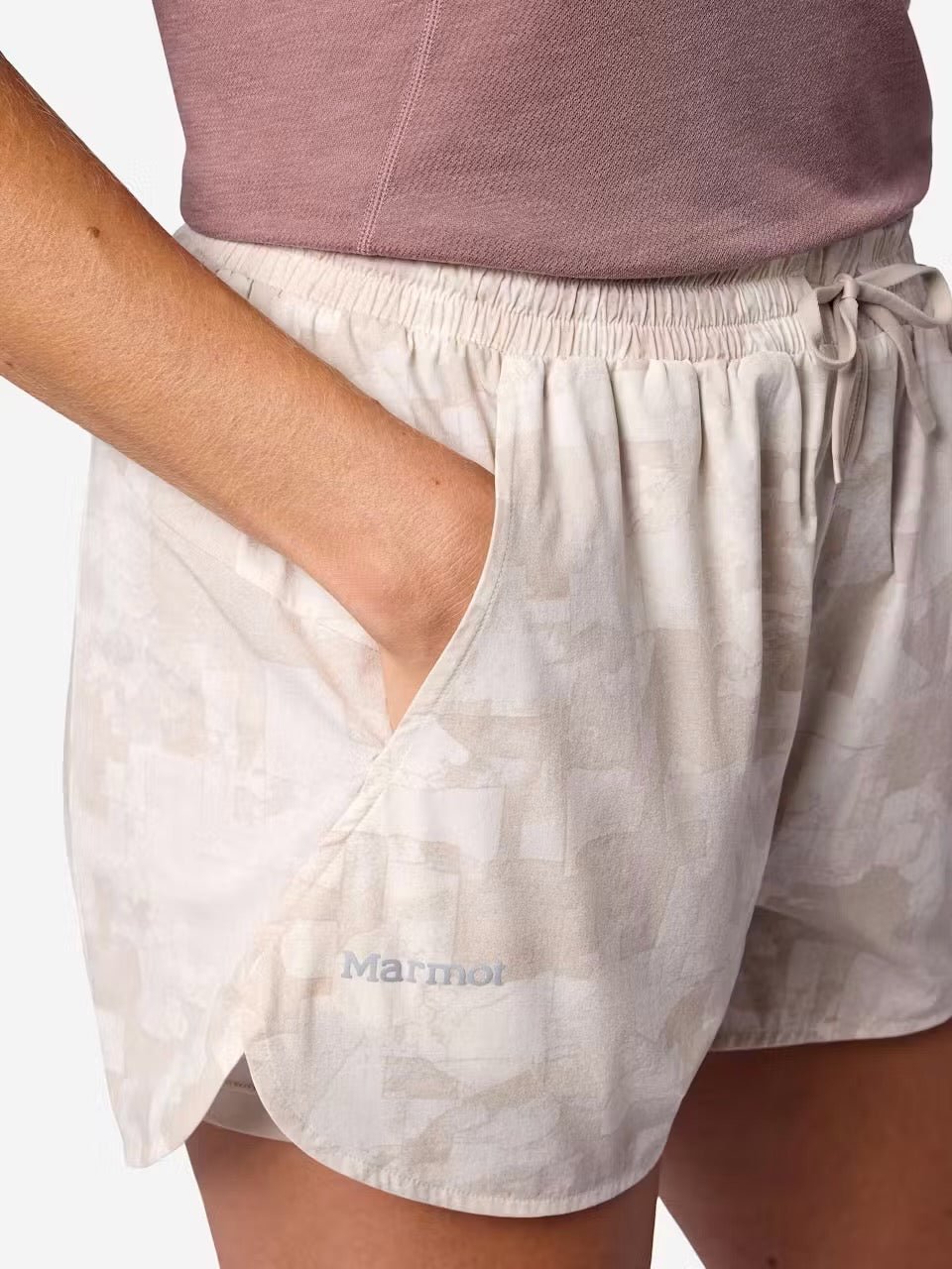 MARMOT WOMEN'S UNPAVED LINED SHORTS BIRCH BARK MAP CAMO 3"