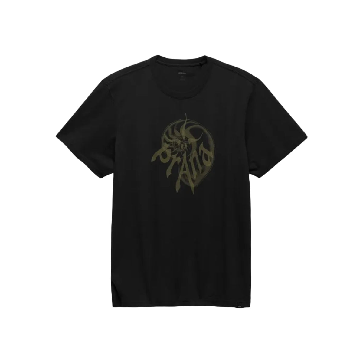 PRANA Men's Short Sleeve Heritage Nautilus Tee Shirt Black Cargo Green