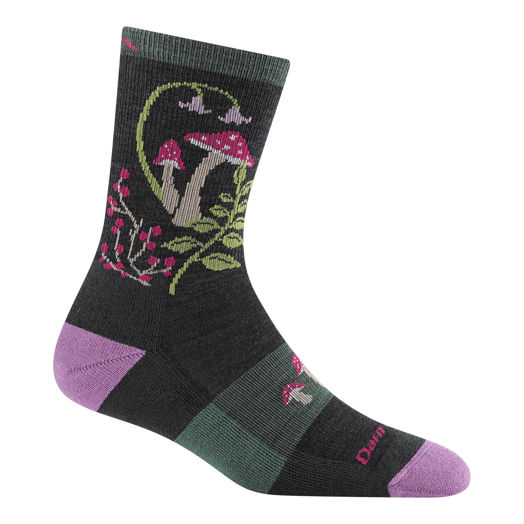 DARN TOUGH Women's Mellow Mushrooms Micro Crew Lightweight Hiking Socks 5026 Charcoal