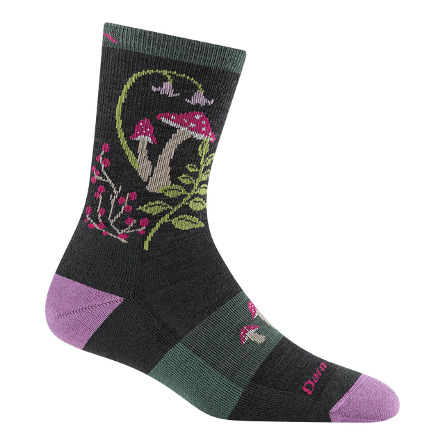 DARN TOUGH Women's Mellow Mushrooms Micro Crew Lightweight Hiking Socks 5026 Charcoal