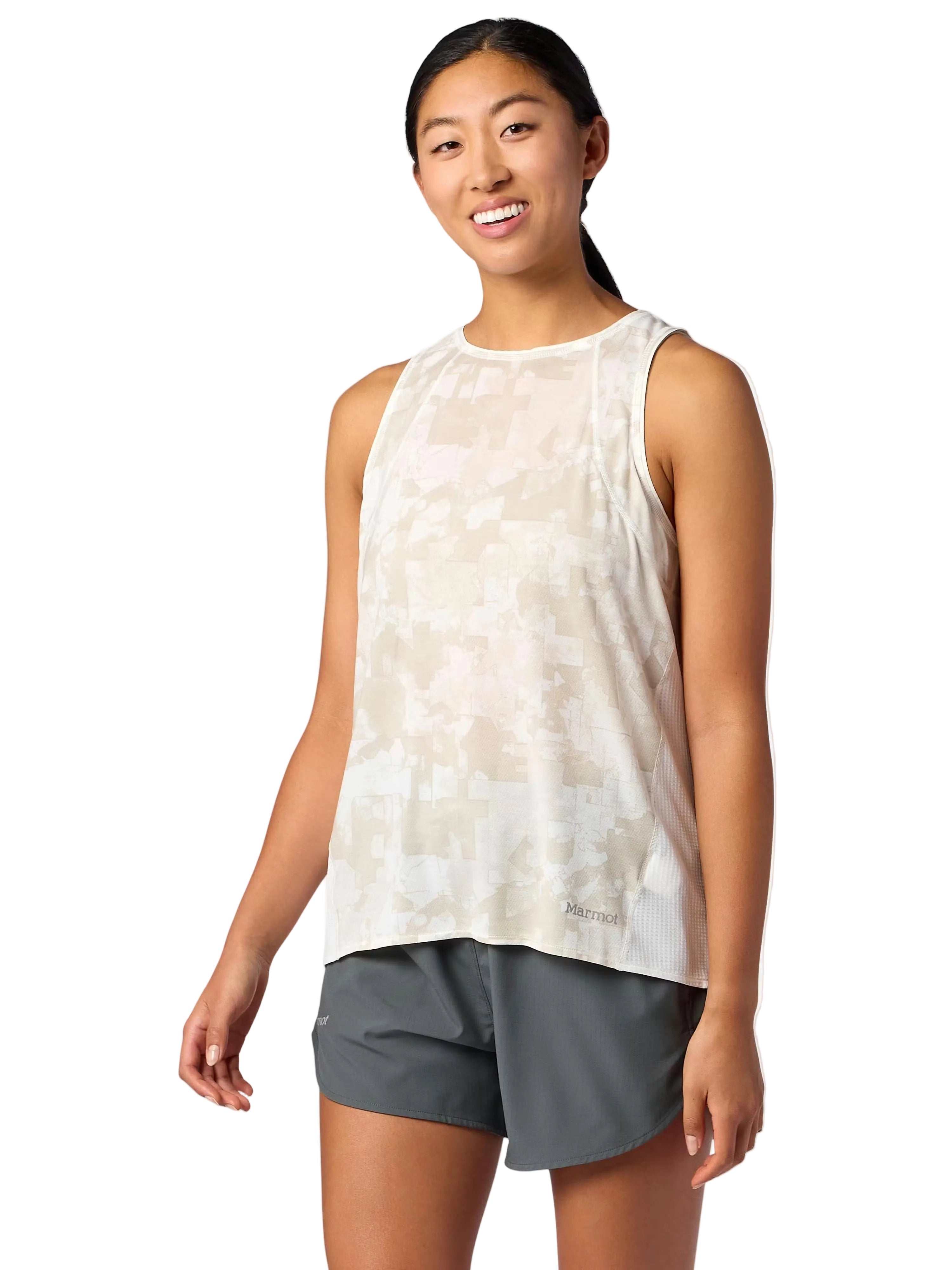 MARMOT WOMEN'S UPTRAIL ACTIVE TANK TOP BIRCH BARK MAP CAMO
