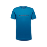 Blue Mammut Core men's short-sleeve t-shirt with a dark logo print on the chest and a comfortable crew neck design.