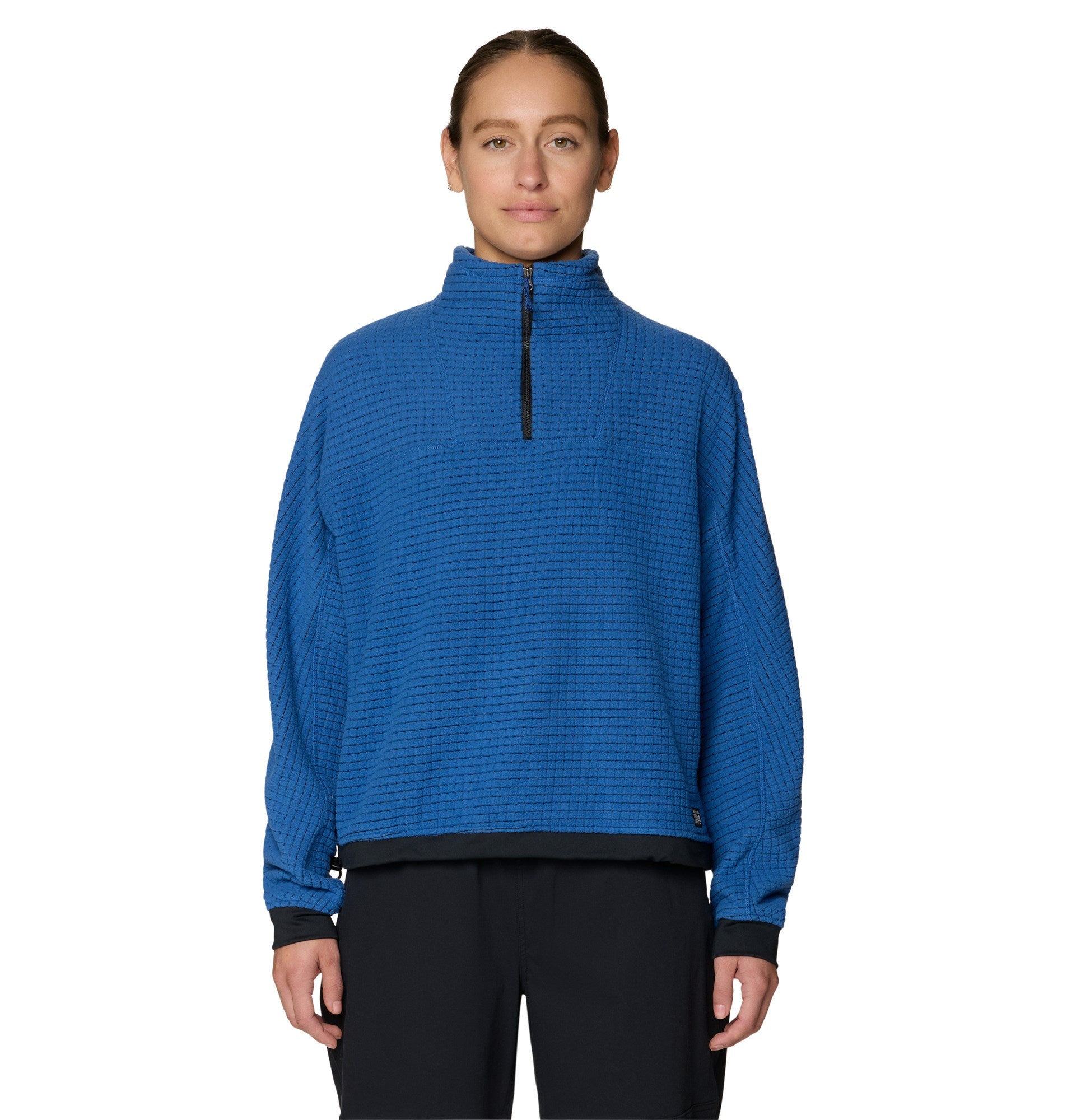 MOUNTAIN HARDWEAR Women's Summit Grid Big Grid Half-Zip Pullover front view Berry Blue