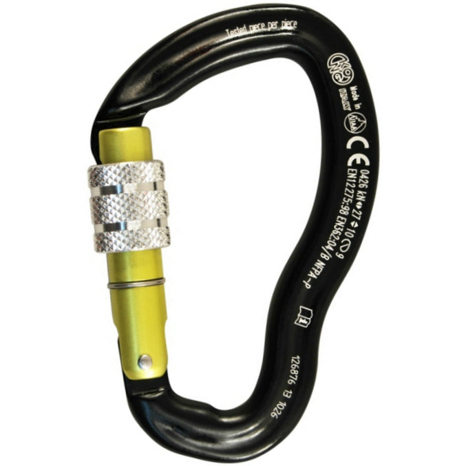 KONG Ergo Screw Sleeve Locking Carabiner Black/Yellow