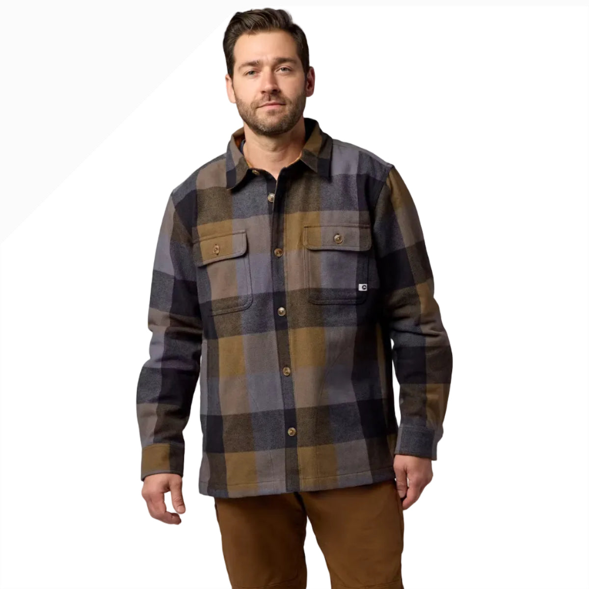 MARMOT Men’s Pinecrest Heavyweight Flannel Overshirt Dromedary Steel Plaid