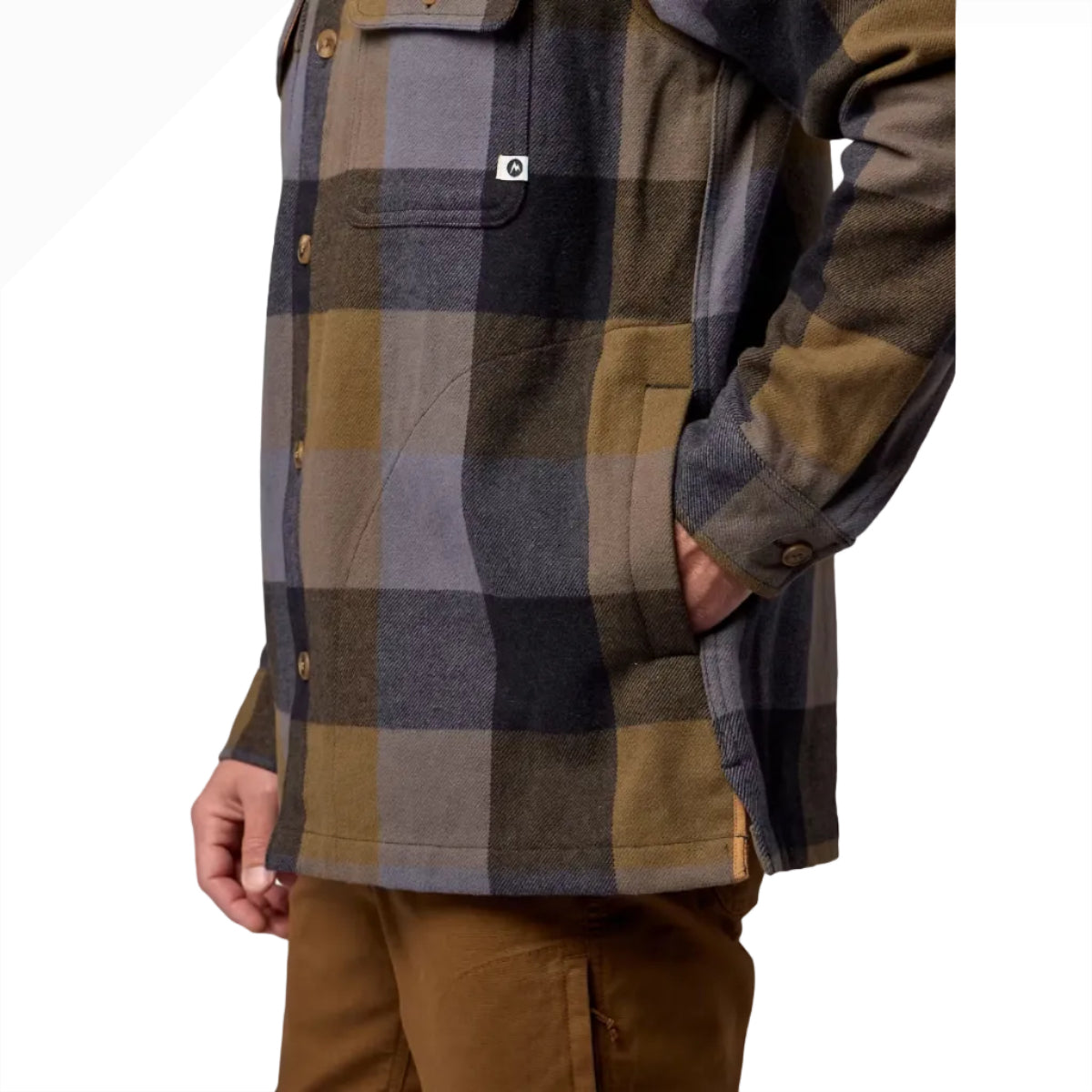 MARMOT Men’s Pinecrest Heavyweight Flannel Overshirt Dromedary Steel Plaid