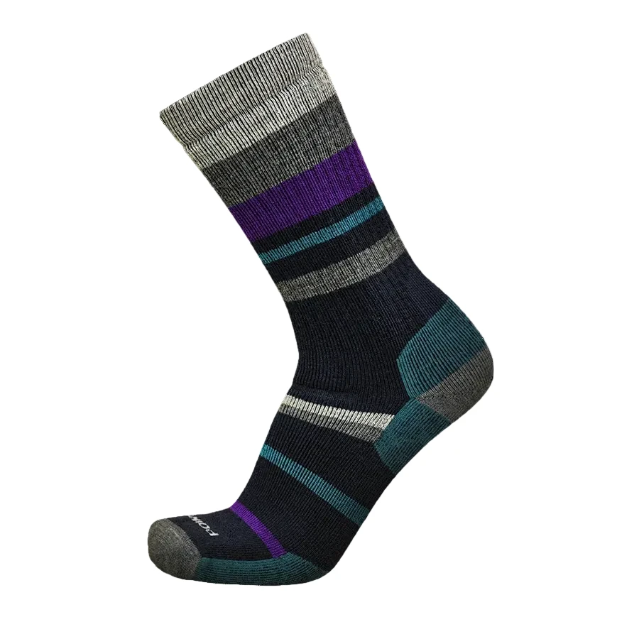 POINT6 Unisex Mixed Stripe Crew Socks Medium Cushion Dark Navy