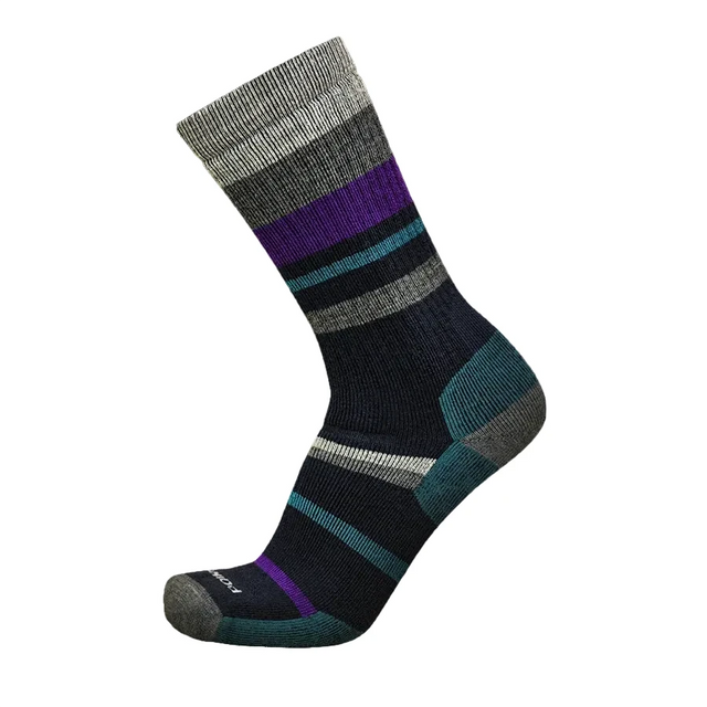 POINT6 Unisex Mixed Stripe Crew Socks Medium Cushion Dark Navy