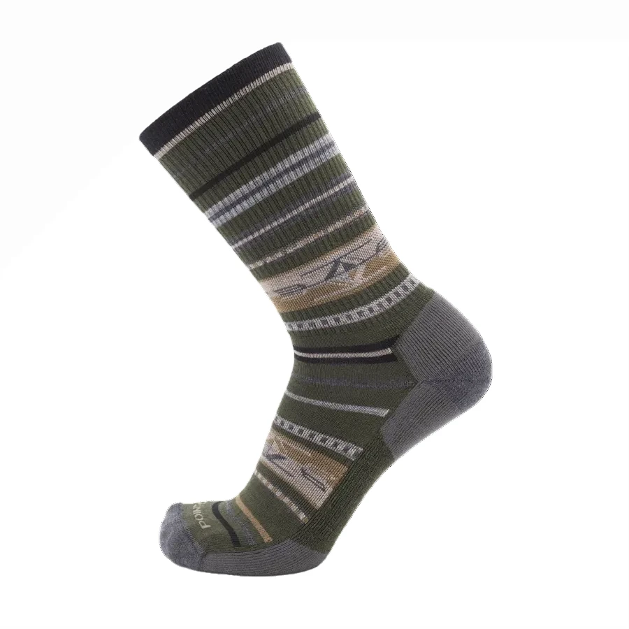 POINT6 Unisex Southwest Crew Socks Light Cushion Moss