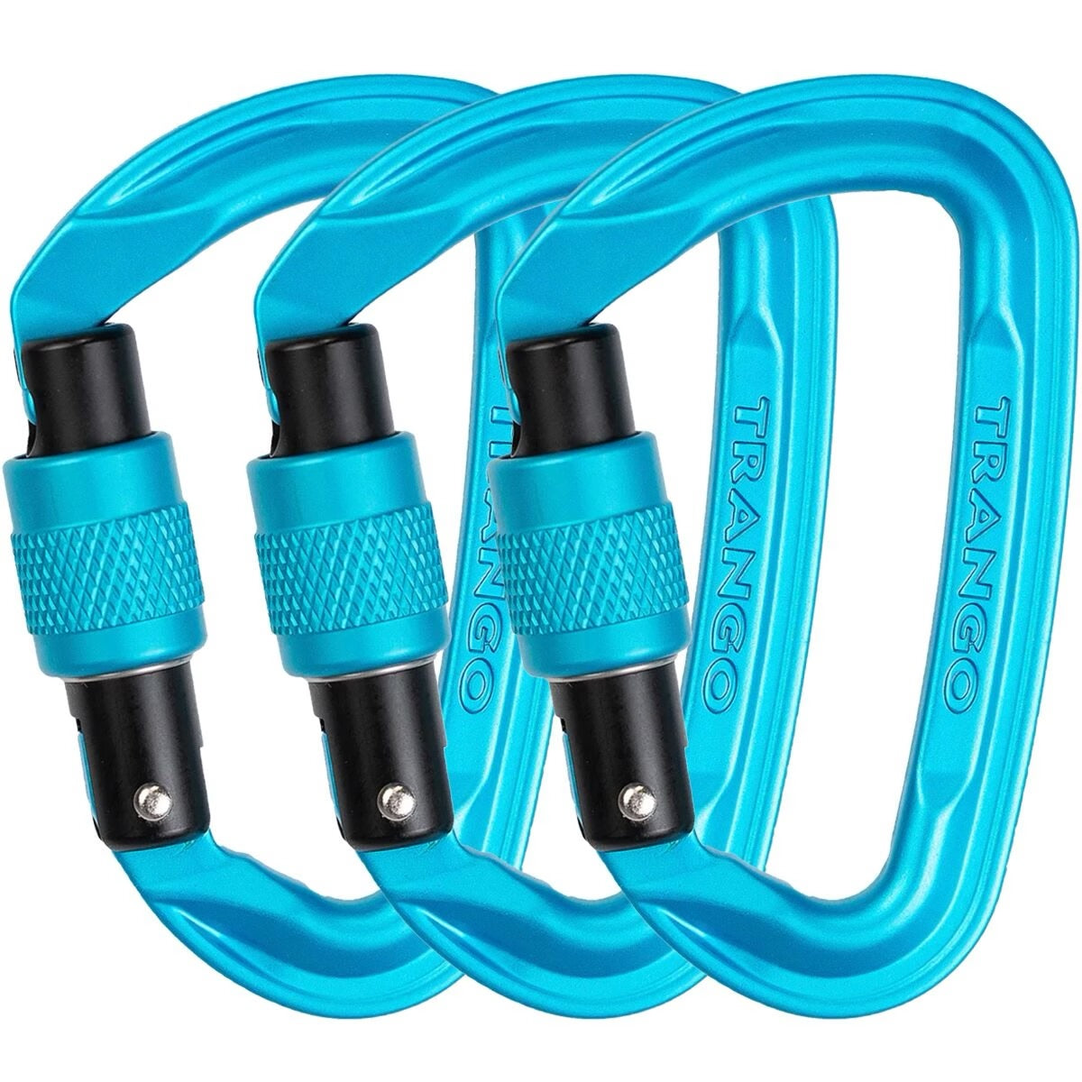 TRANGO Superfly EVO Locking Carabiner 3-pack Cyan