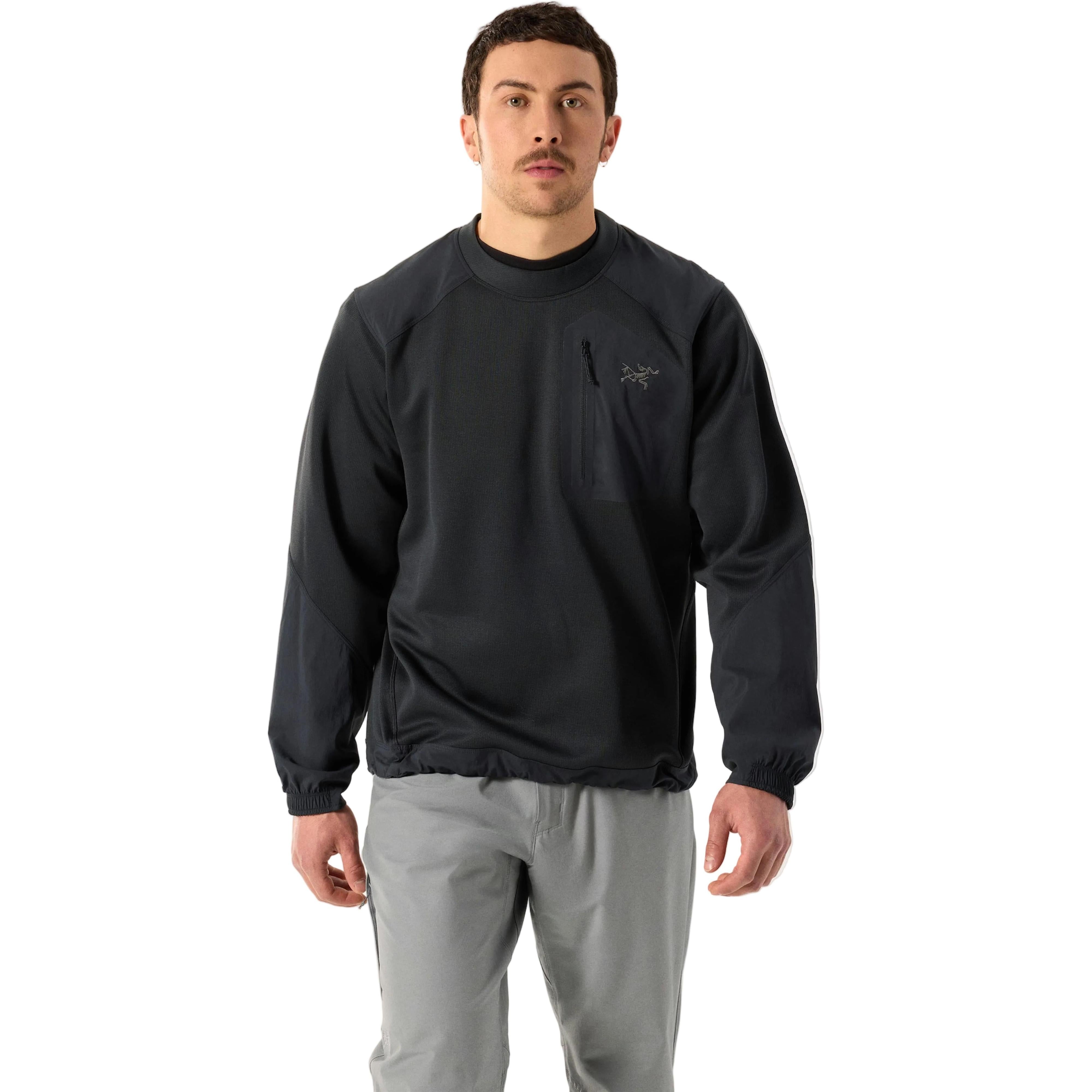 ARC'TERYX KONSEAL Crew L/S Pullover Sweatshirt with man wearing in front view