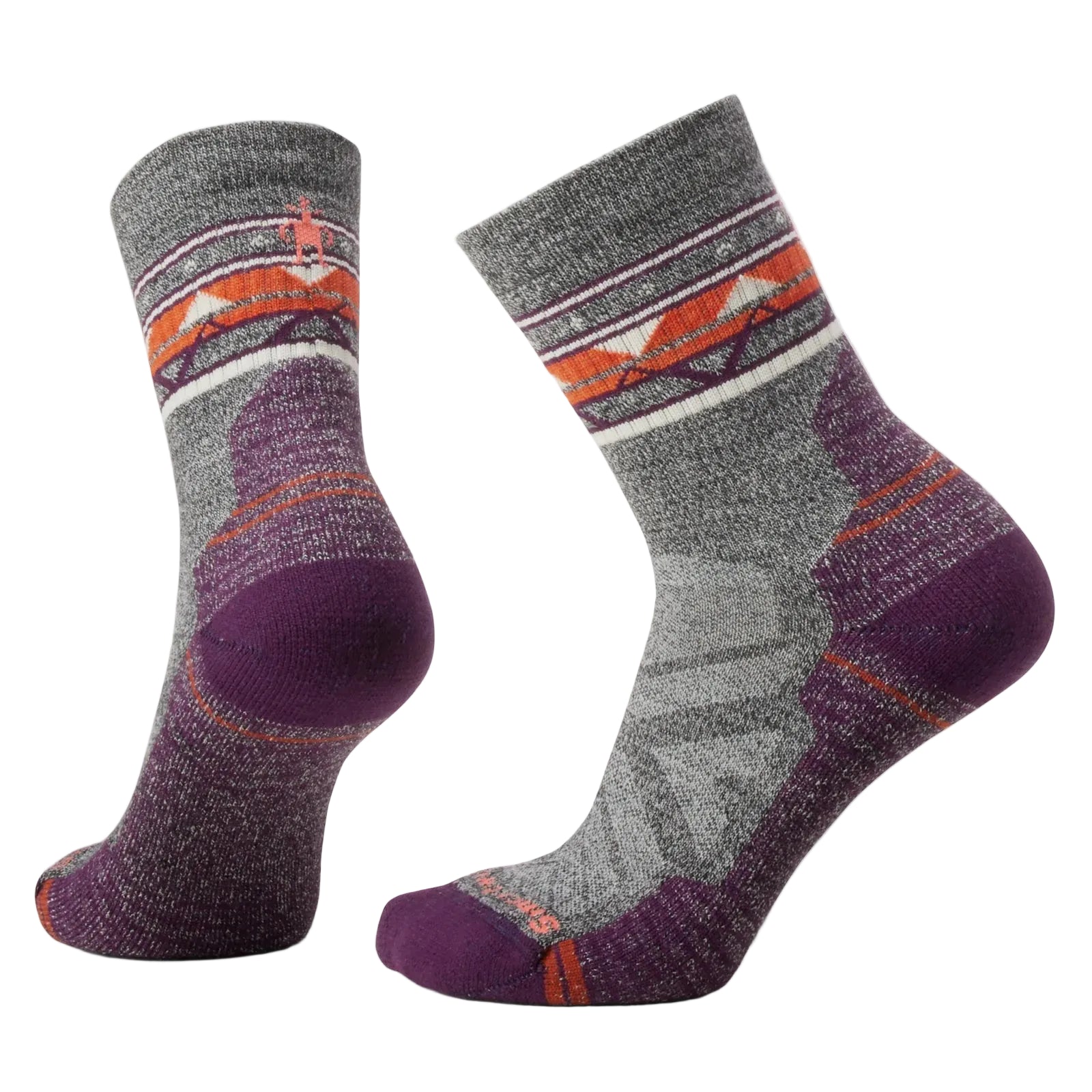 SMARTWOOL Women's Hike Zig Zag Valley Mid Crew Socks Light Cushion Ash - Charcoal