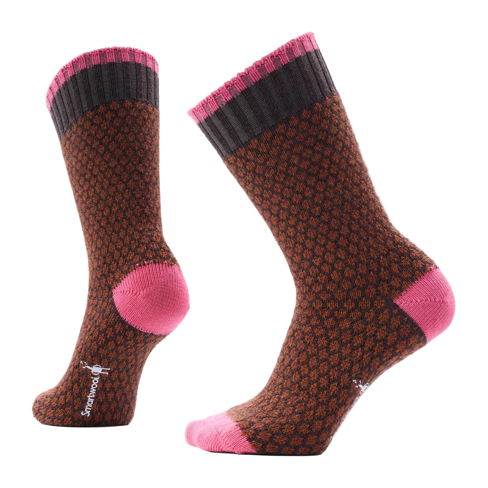 SMARTWOOL Women's Everyday Cozy Popcorn Polka Dot Crew Socks Full Cushion Chestnut