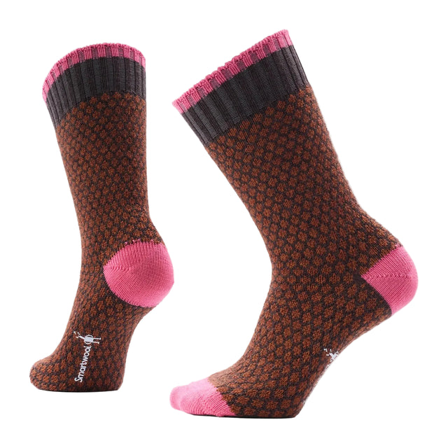 SMARTWOOL Women's Everyday Cozy Popcorn Polka Dot Crew Socks Full Cushion Chestnut