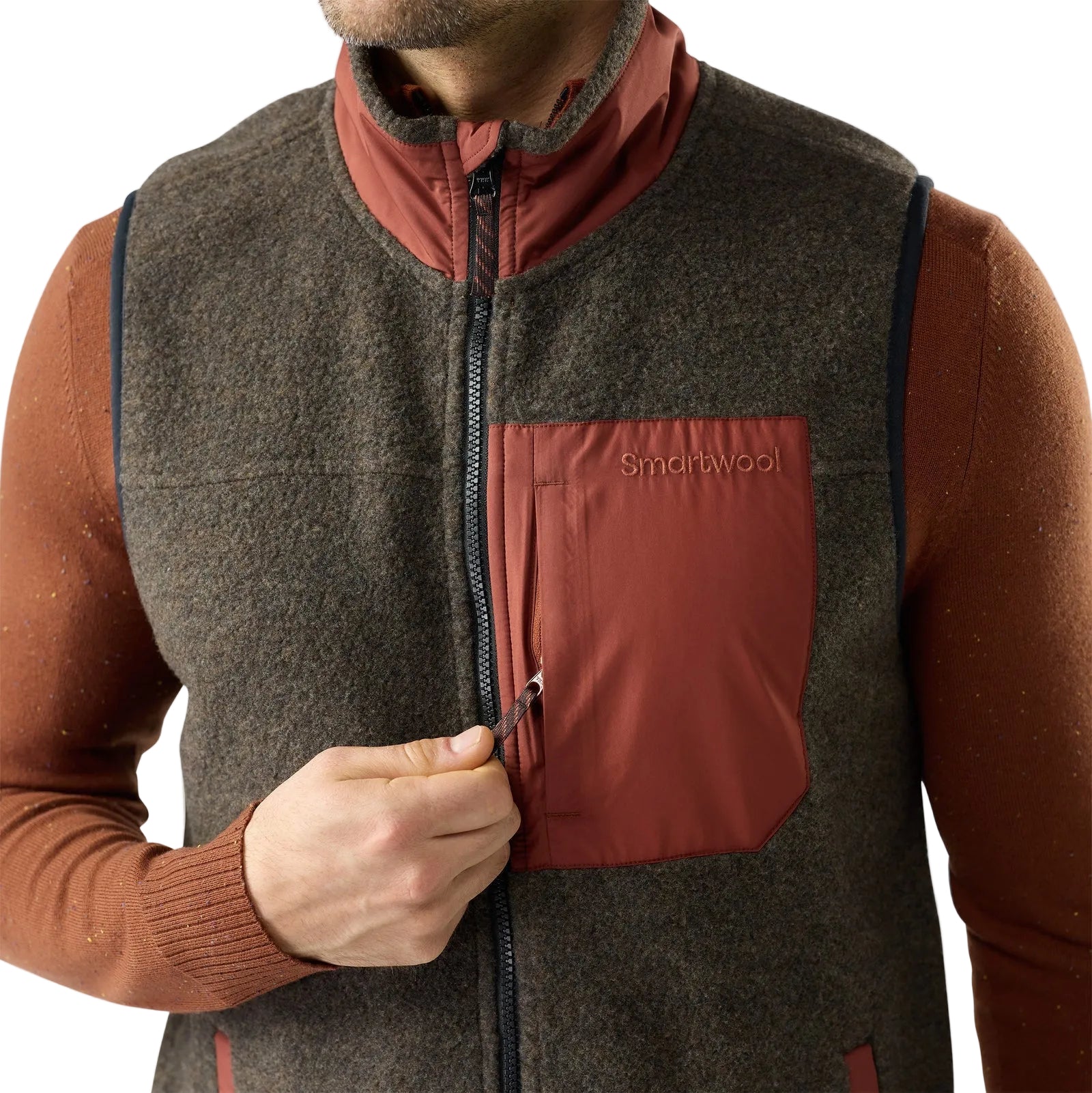 SMARTWOOL Men's Second Cut Fleece Vest Burnt Sienna