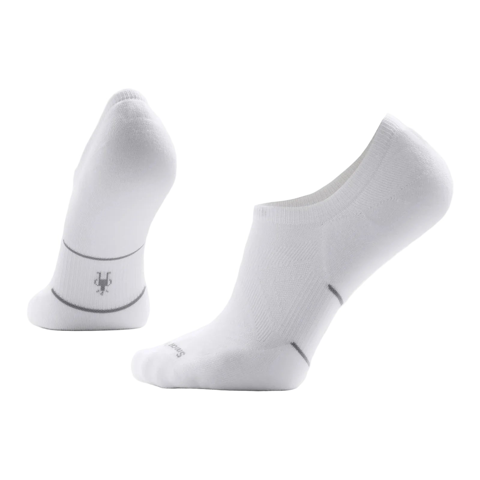 SMARTWOOL Unisex Run No Show Socks - Targeted Cushion White