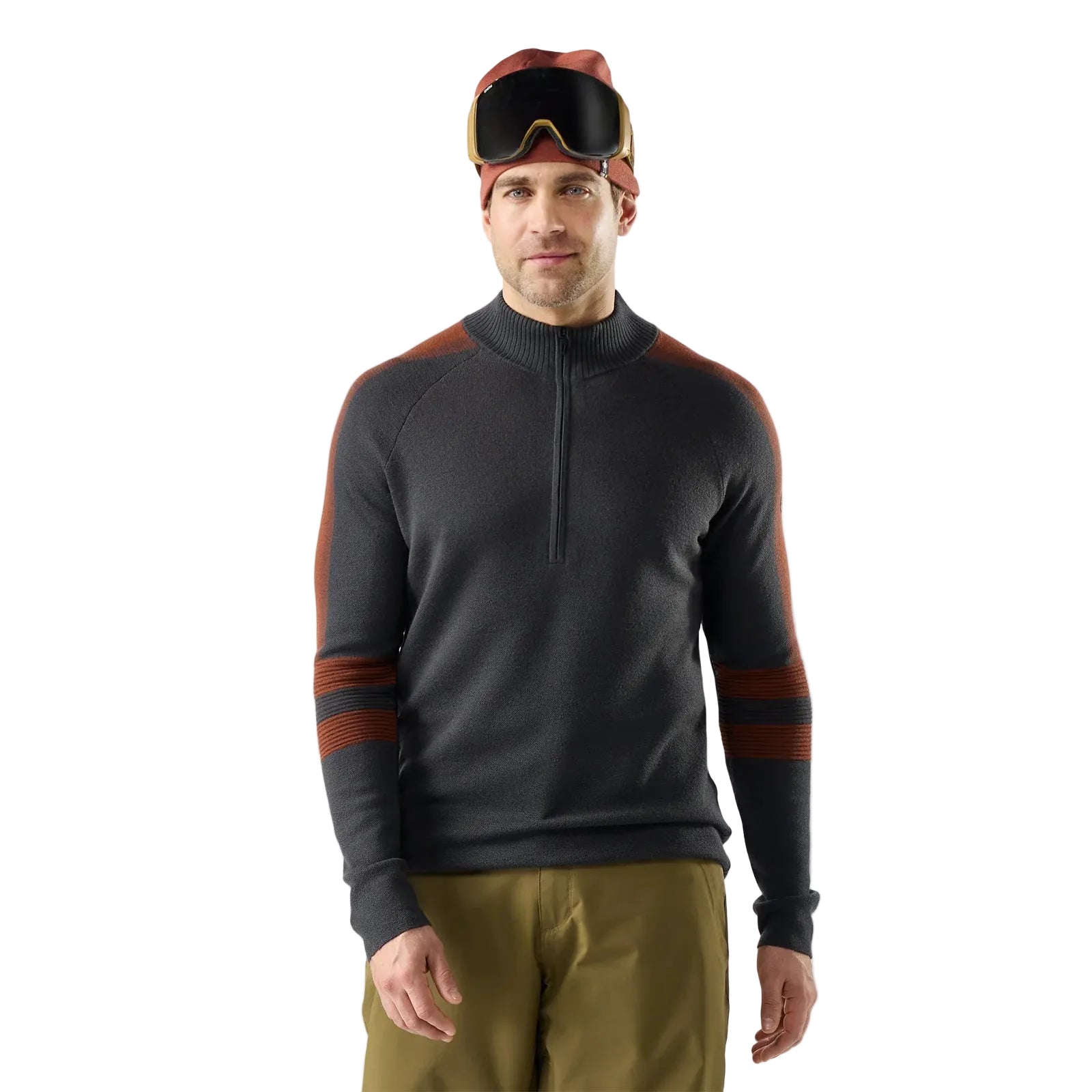 SMARTWOOL Men's Alpine Half Zip Charcoal-Burnt Sienna