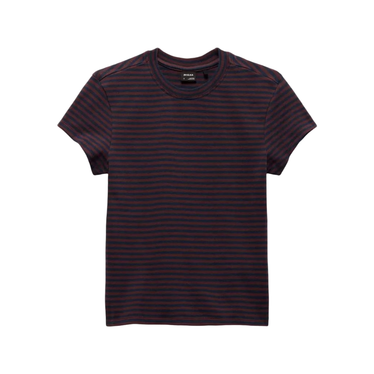 PRANA Women's Short Sleeve Lotus Tee Cacao Stripe