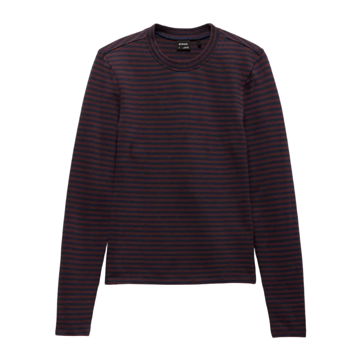 PRANA Women's Long Sleeve Lotus Tee Shirt Cacao Stripe