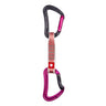 Ocun Raven QD ZOOM PA quickdraw with two ergonomic carabiners and a flexible, wide pink polyamide dogbone.